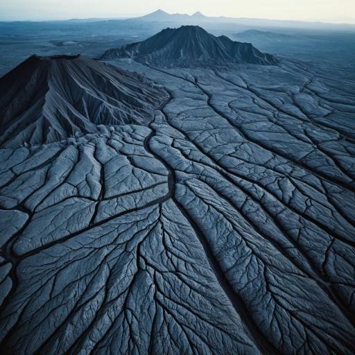 Aerial View of Volcanic Plateau with Lava Cracks