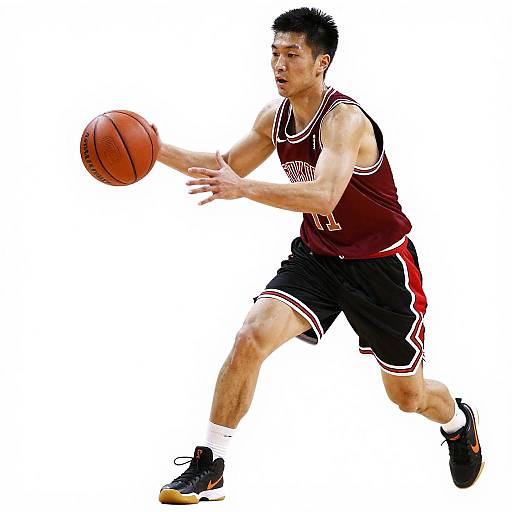 Basketball Player Dribbling on White Background