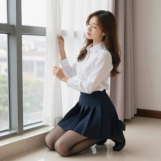 Asian Woman by Window in Soft Light