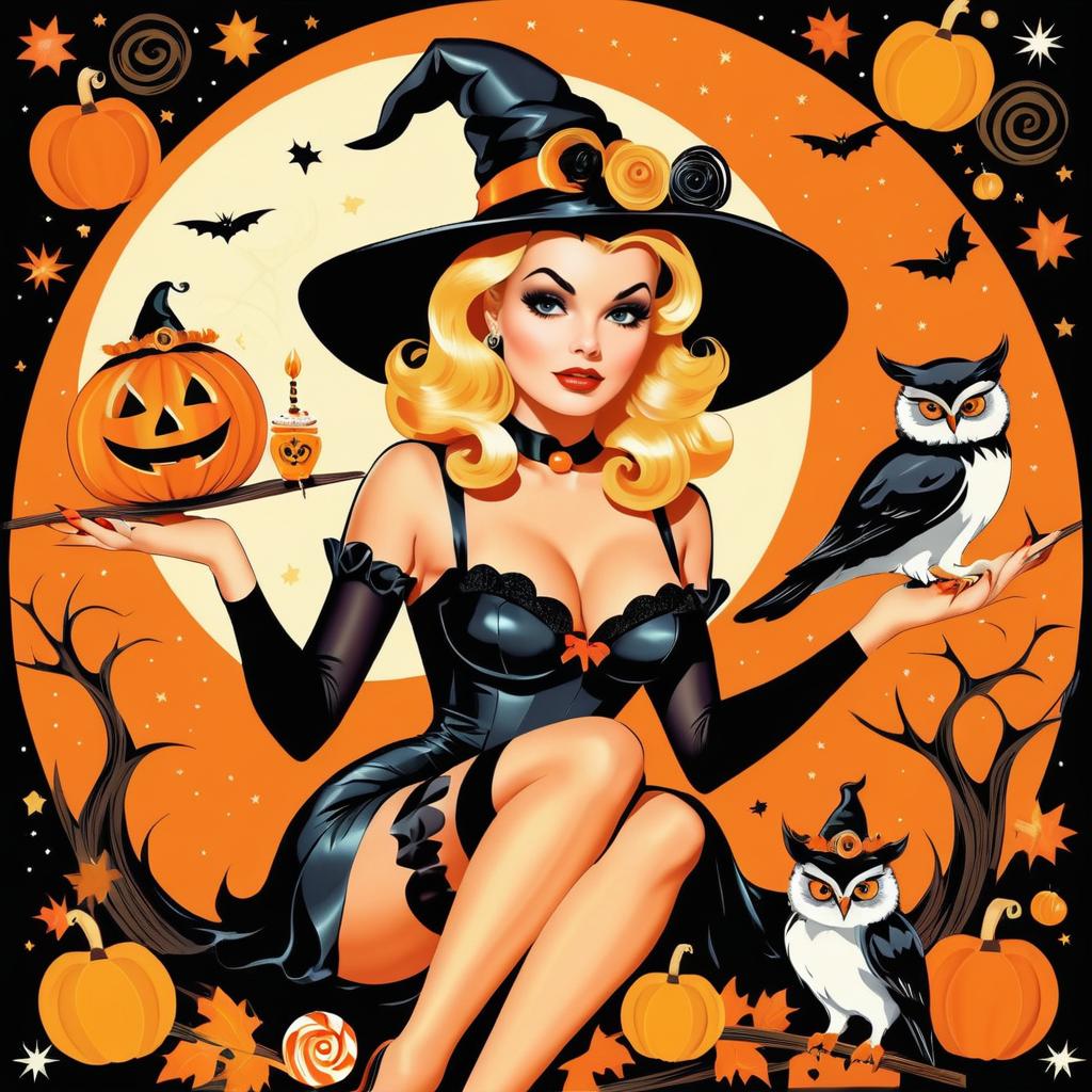 Retro Pin-Up Witch for Halloween