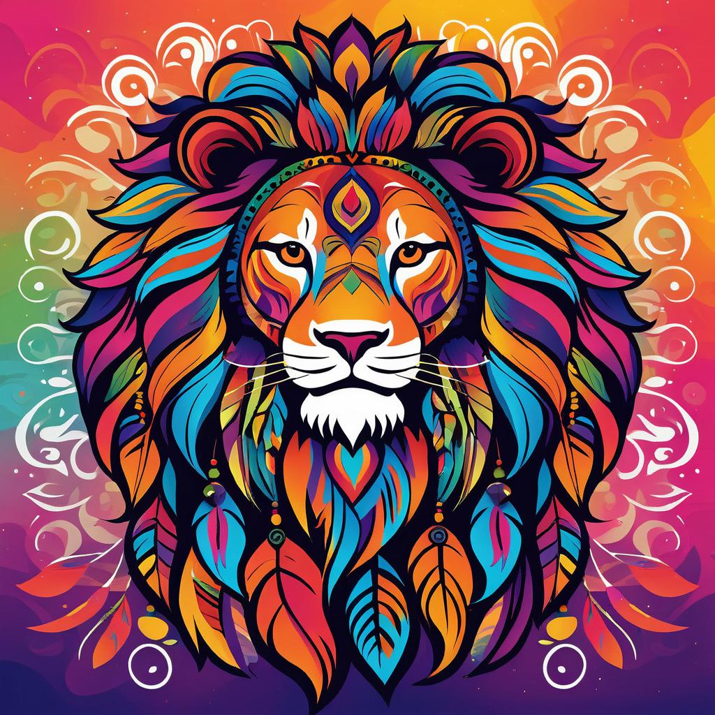 Embrace Uniqueness: Colorful Tribal Lion Art