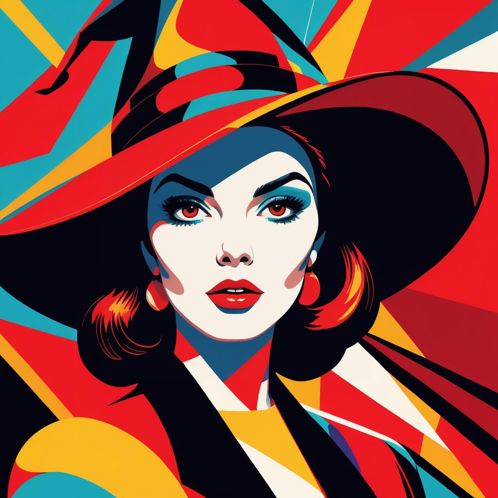 Dynamic Modern Pop Art Witch Illustration