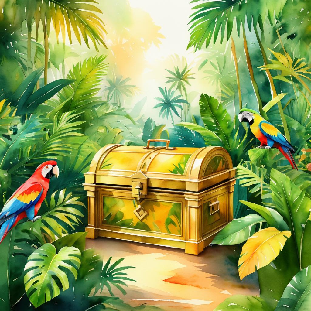 Whimsical Treasure Chest Adventure Illustration