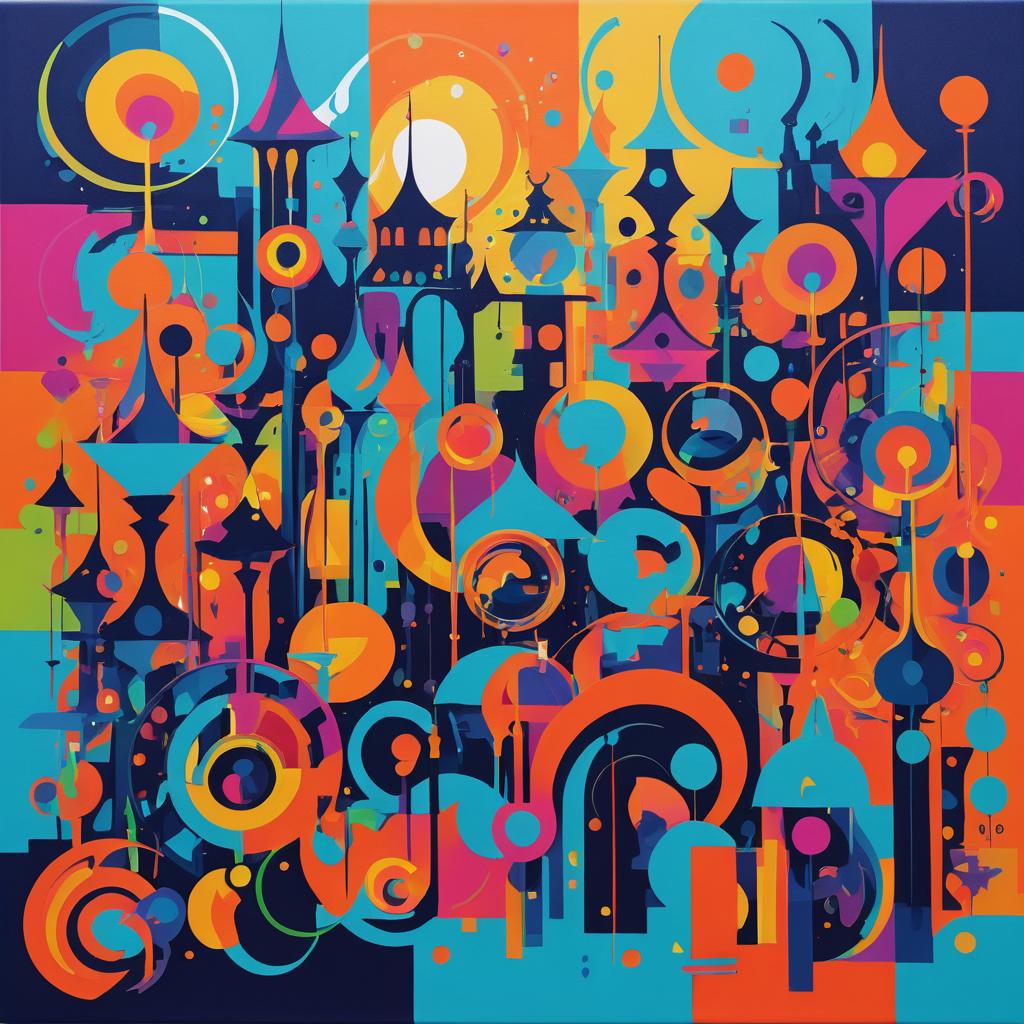 Vibrant Whimsical Abstract Canvas Art