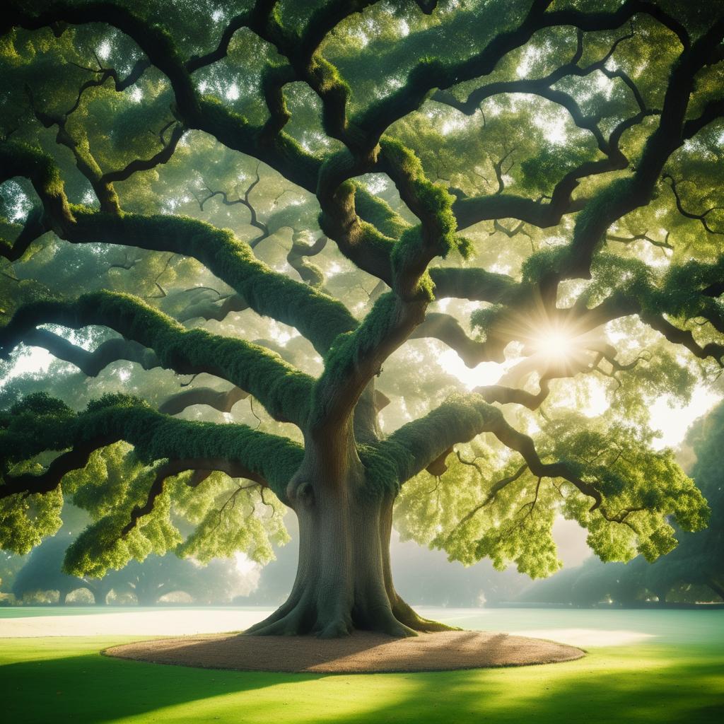 Majestic Oak Tree in Garden Captured