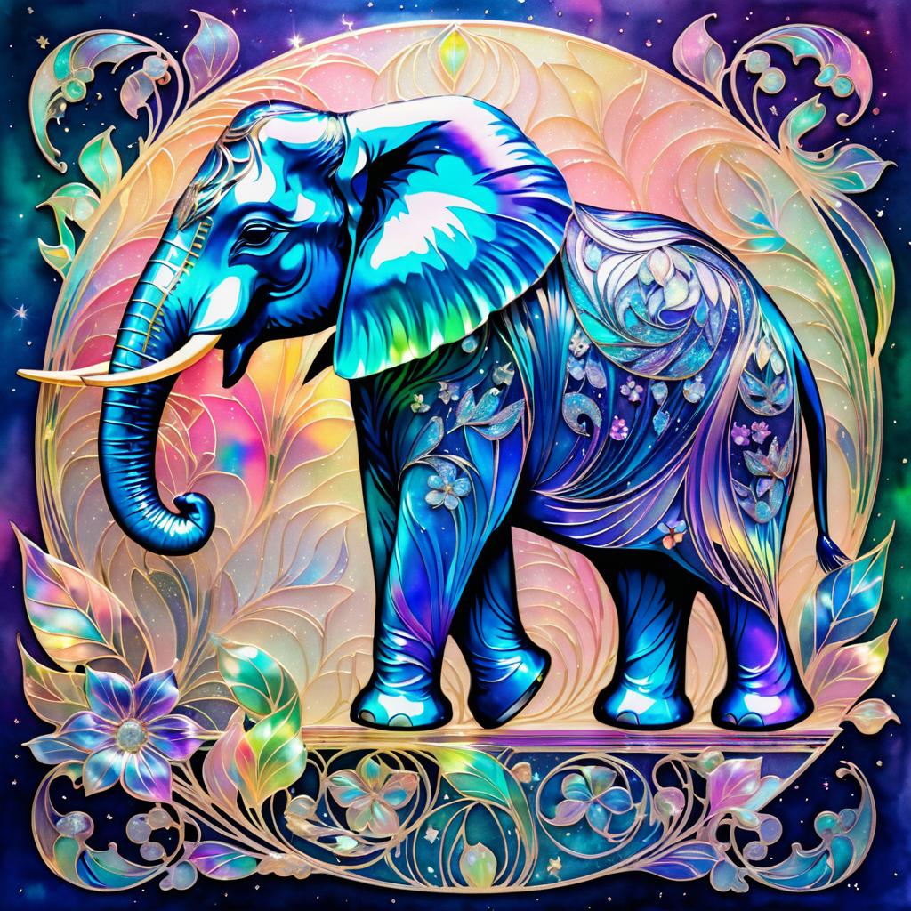 Iridescent Art Nouveau Elephant with Chroma