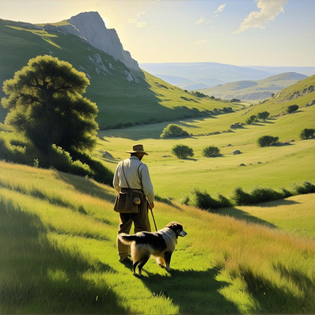 Tranquil Mountain Meadow with Companion