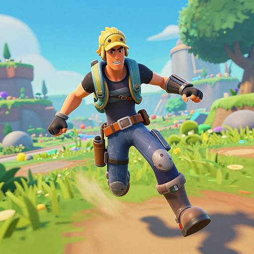 Fortnite Character Gliding Cartoon Landscape