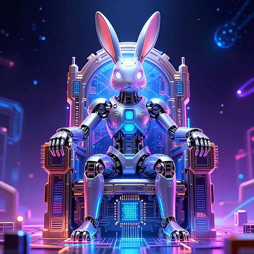 Futuristic AI Bunny God Throne