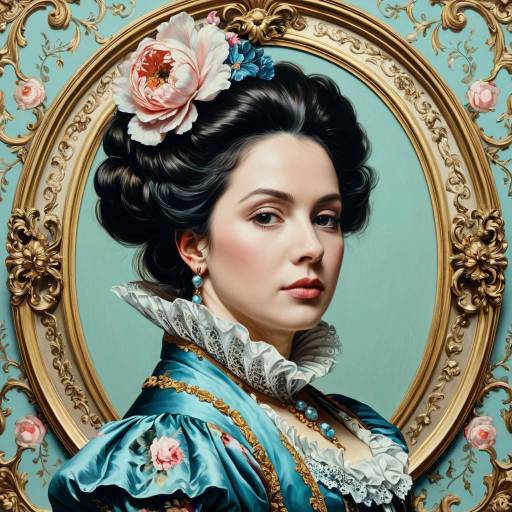 Hyperrealistic Rococo-Inspired Regal Woman Portrait