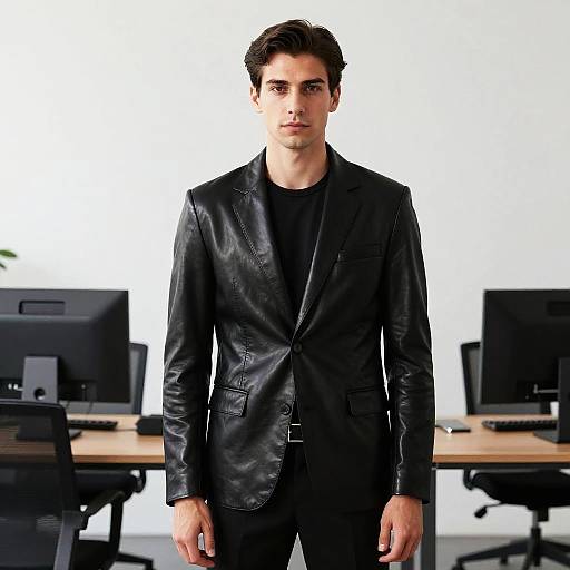 Sleek Tech Entrepreneur in Modern Office