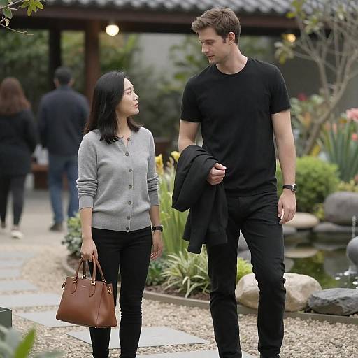 Candid Garden Photograph of Two Friends