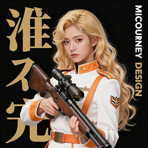 Blonde Warrior in Military Uniform Illustration