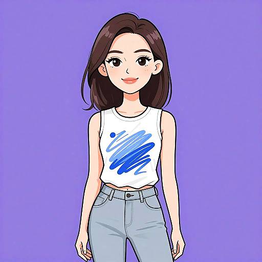 Smiling Woman in Casual Graphic Tee