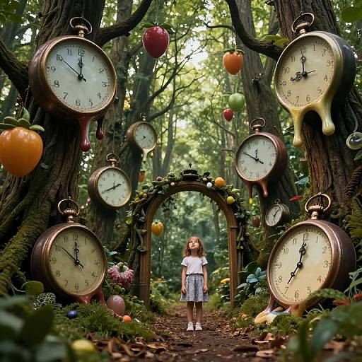 Surreal Forest with Melting Timepieces