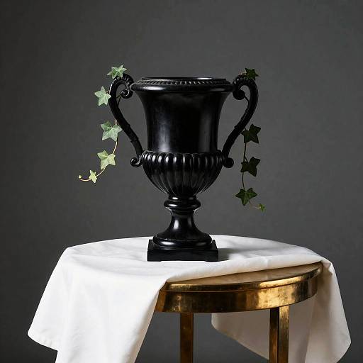 Onyx Urn with Ivy on Brass Table
