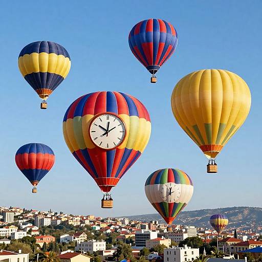 Surreal Hot Air Balloons with Clocks