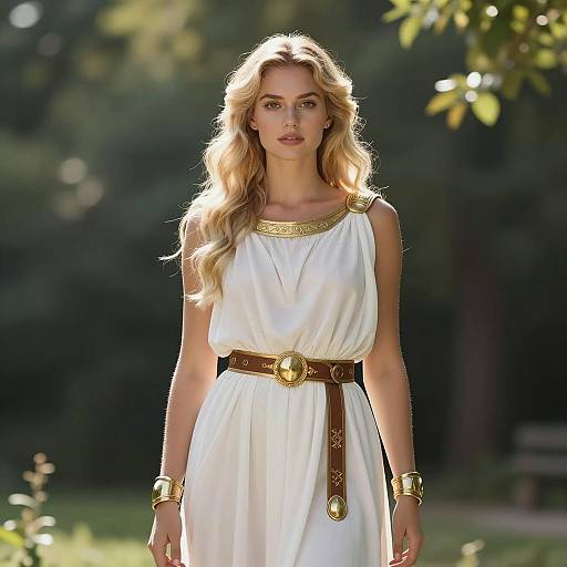 Woman in Roman Goddess Costume Outdoors