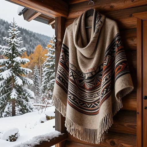 Tribal Woolen Shawl in Mountain Cabin