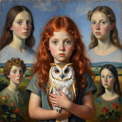 Trompe-l'oeil Dream: Young Woman and Owl