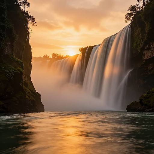 Sunset Cascada with Dramatic Cliffs