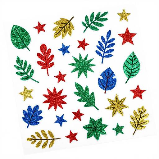 Colorful Glitter Leaf and Star Stickers