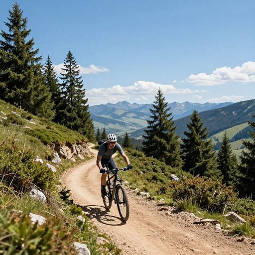 Cyclist on Scenic Mountain Trail