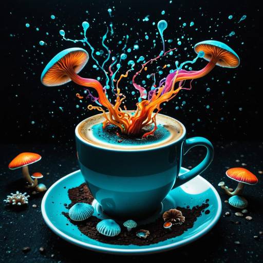 Vibrant Surreal Levitating Coffee Fantasy