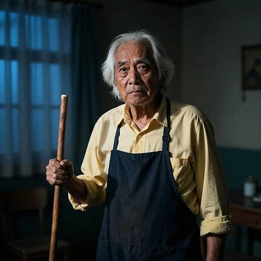 Mysterious Elder with Intense Expression