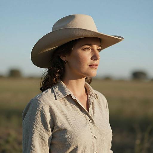 Vintage Texan Woman in Pastoral Elegance