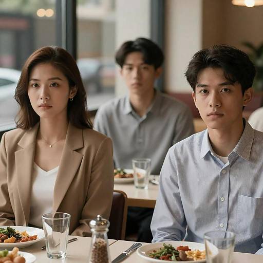 Serious Dinner Conversation at Restaurant