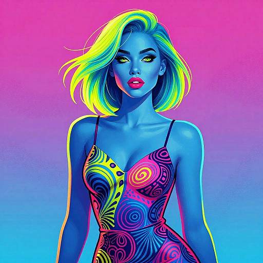 Neon Hair Pop-Art Portrait