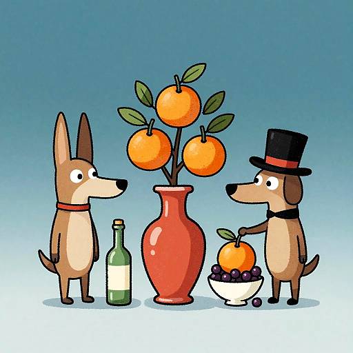 Quirky Cartoon Characters with Oranges