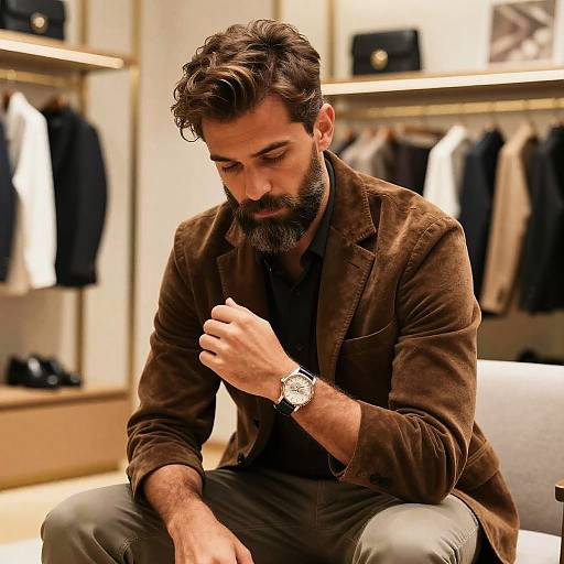 Stylish Man in Luxury Fashion Boutique