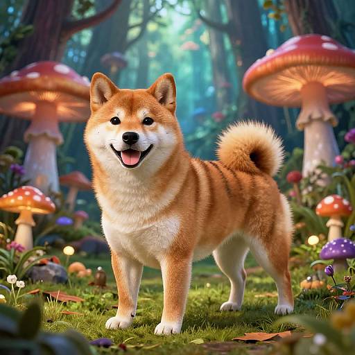 Majestic Shiba Inu in Enchanted Forest
