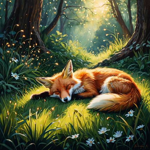 Ginger Fox and Rabbit in Serene Glade Ginger Fox and Rabbit in Serene Glade