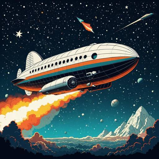 Retro Zeppelin Launching into Nebula
