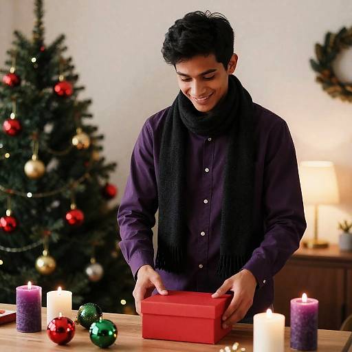 Festive Table Setting with a Young Man