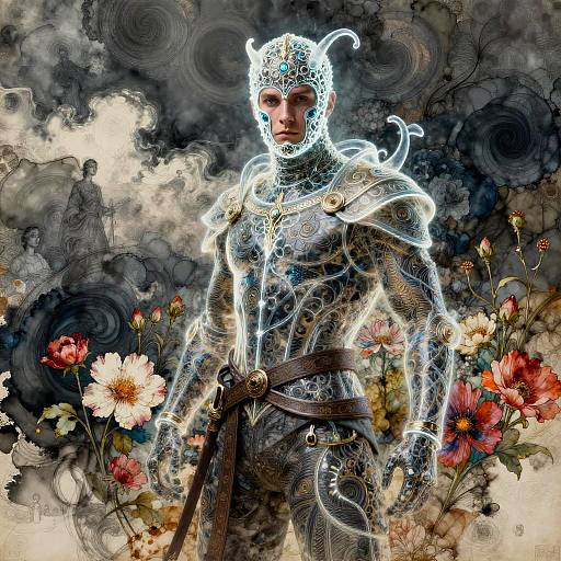 Neon Medieval Bard Portrait Masterpiece