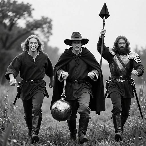 Dynamic Trio in Black-and-White Action