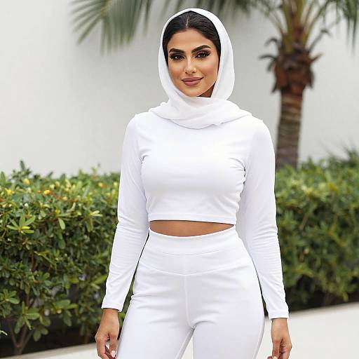 Confident Woman in White Hijab Outdoors