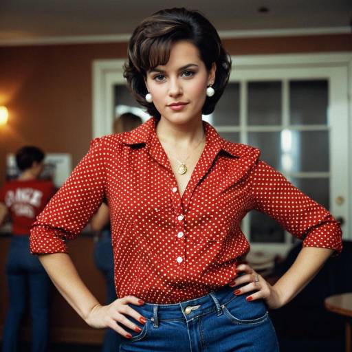 Woman in Red Polka Dot Shirt and Denim Jeans