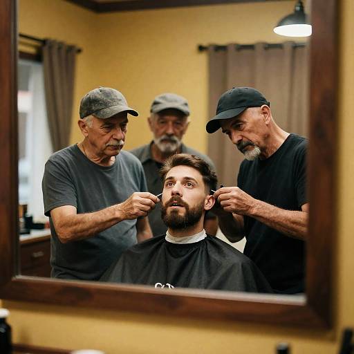 Charming Barbershop Scene in Warm Lighting