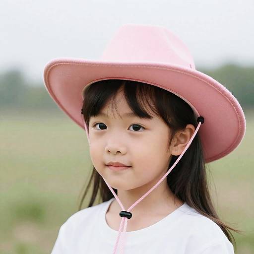 Young Girl in Pink Cowgirl Hat