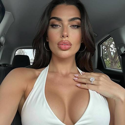 Confident Woman in White Halter Top