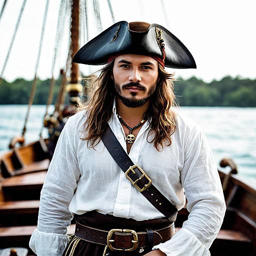 Man in Pirate Attire on Boat