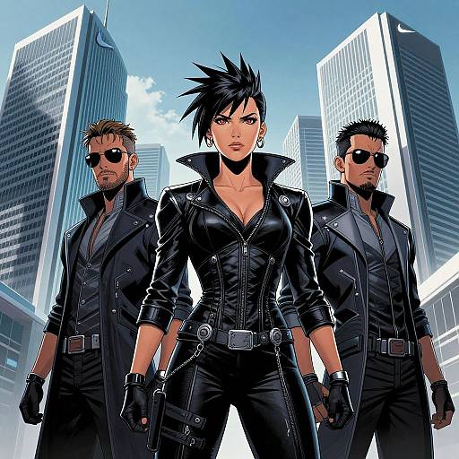 Futuristic Heroes Against Corporate Shadows