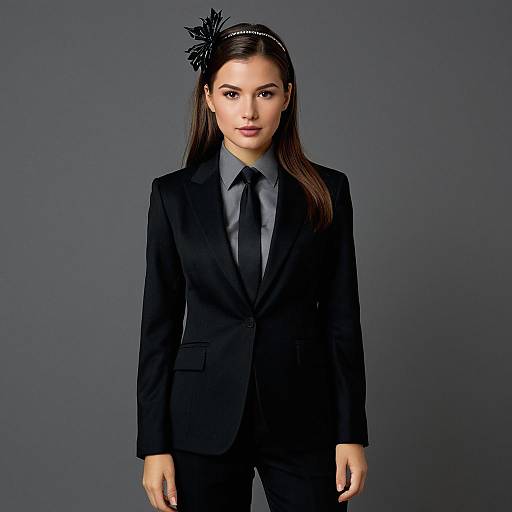Woman in Black Halloween Suit with Hairclip