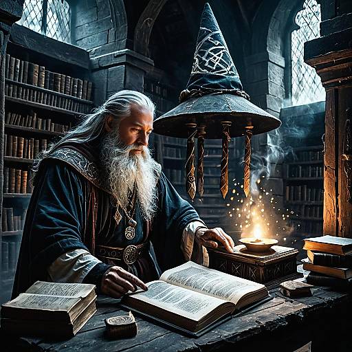 Ancient Mage and Apprentice in a Tower