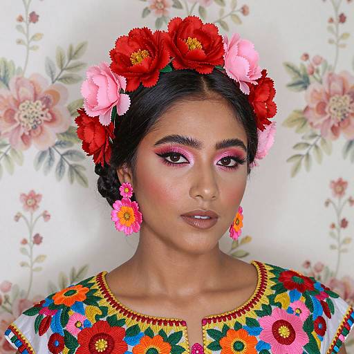 Vibrant Floral Portrait of a Woman